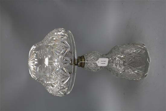 A brass mounted cut glass table lamp, height 53cm